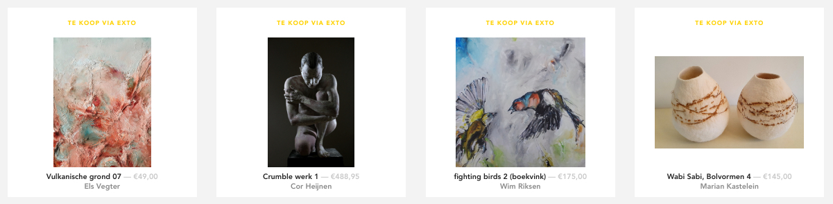 In de webshop van exto kun je zoeken op categorie, prijs en formaat