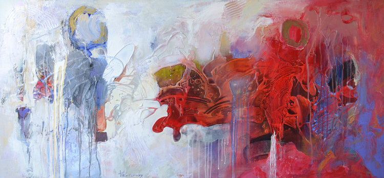 Vania Bouwmeester Pentcheva, ‘Times Signature 16,’ 2017. Acrylic, Oil on Linen, 70x150cm