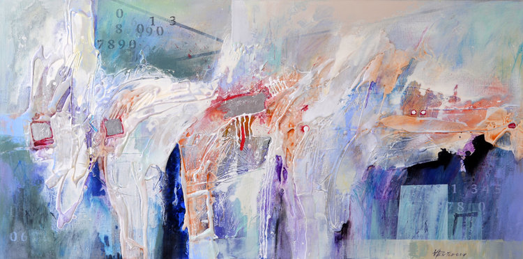 Vania Bouwmeester Pentcheva, ‘Times Signature 5,’ 2017. Acrylic, Oil, Colored pencil on Linen, 60x120cm