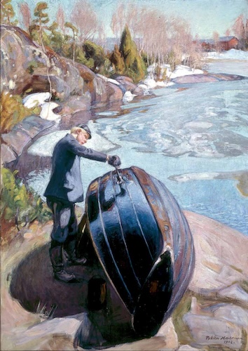 Man die een boot teert II, 1908 Pekka Halonen