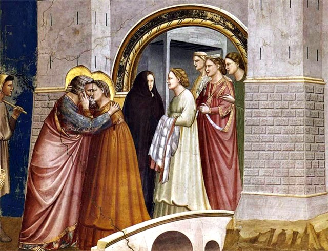 Ontmoeting van Joachim en Anna onder de Gouden Poort - ca 1303-1305 &mdash; Giotto di Bondone