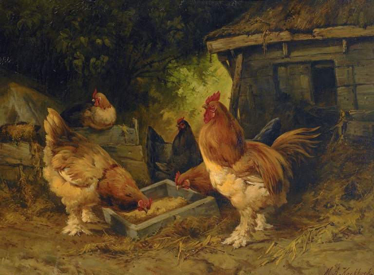 In de kippenren – Marinus Adrianus Koekkoek