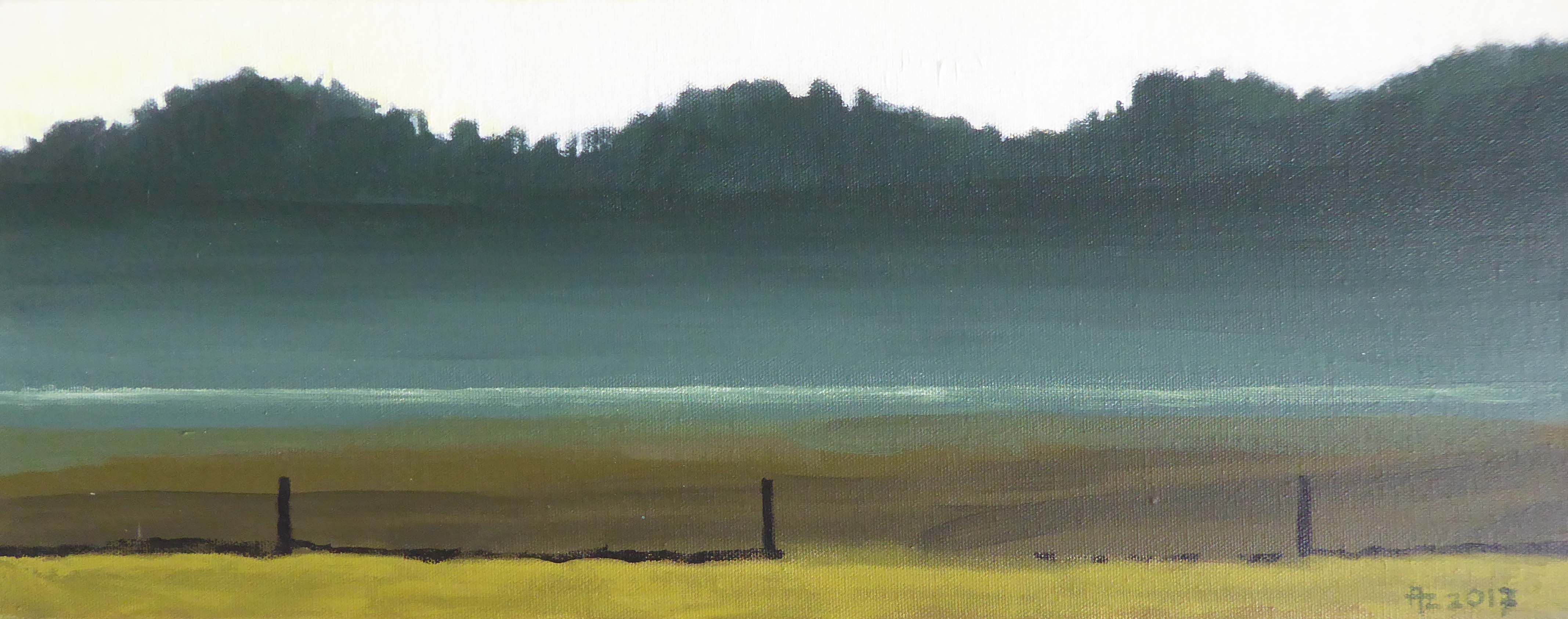 Ochtendnevel, 2017, acryl op doek, 20 x 50 cm - Anneke Zwager