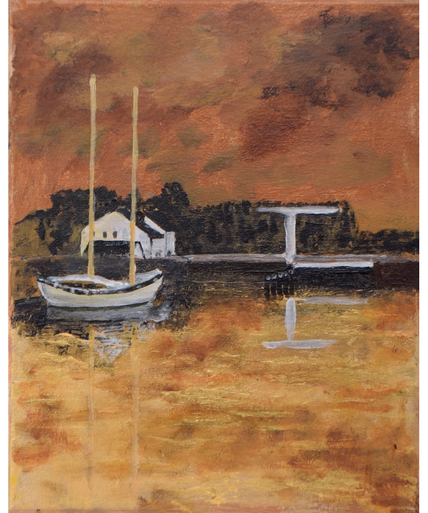 Zeilboot in avondzon - Chris Croes