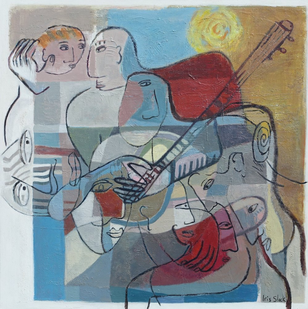 Het feest van het leven - 2019 mixed media 100 x 100 cm - Iris Slock