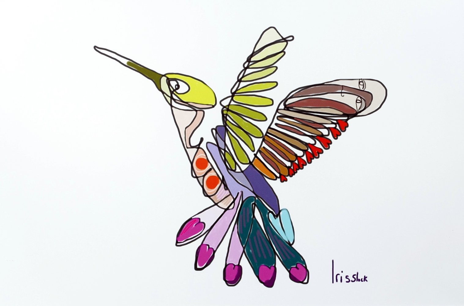 Ik draag je met mij mee I - 2019 aluminium digitaal bewerkt / dibond 40 x 60 cm - Iris Slock