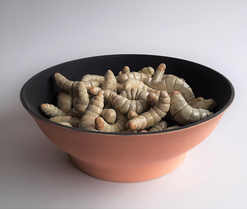 Schaal met larven - Margriet Blom