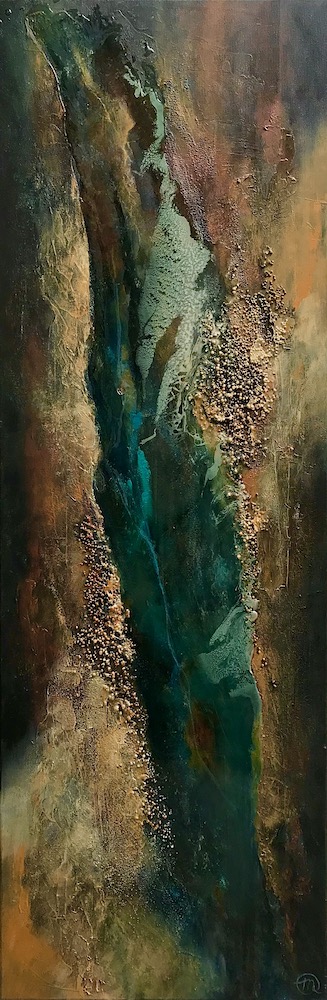 Brown and blue abstract - Monique Kroes