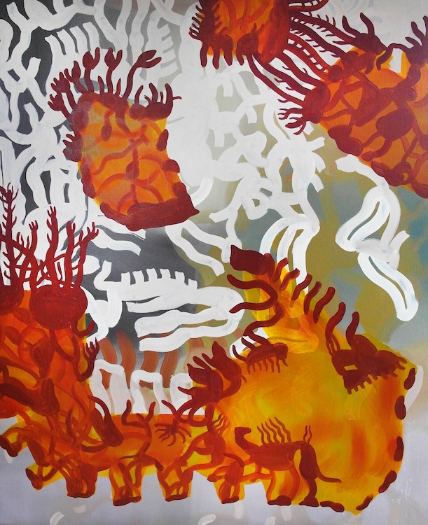 Organismen bruin, 2019; olie op linnen; 100 x 120 cm &mdash; Thea Peters