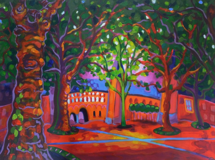 Warm Abdijplein – 2019 - Acryl op doek - 60x80 cm - Wieteke Hendrikx